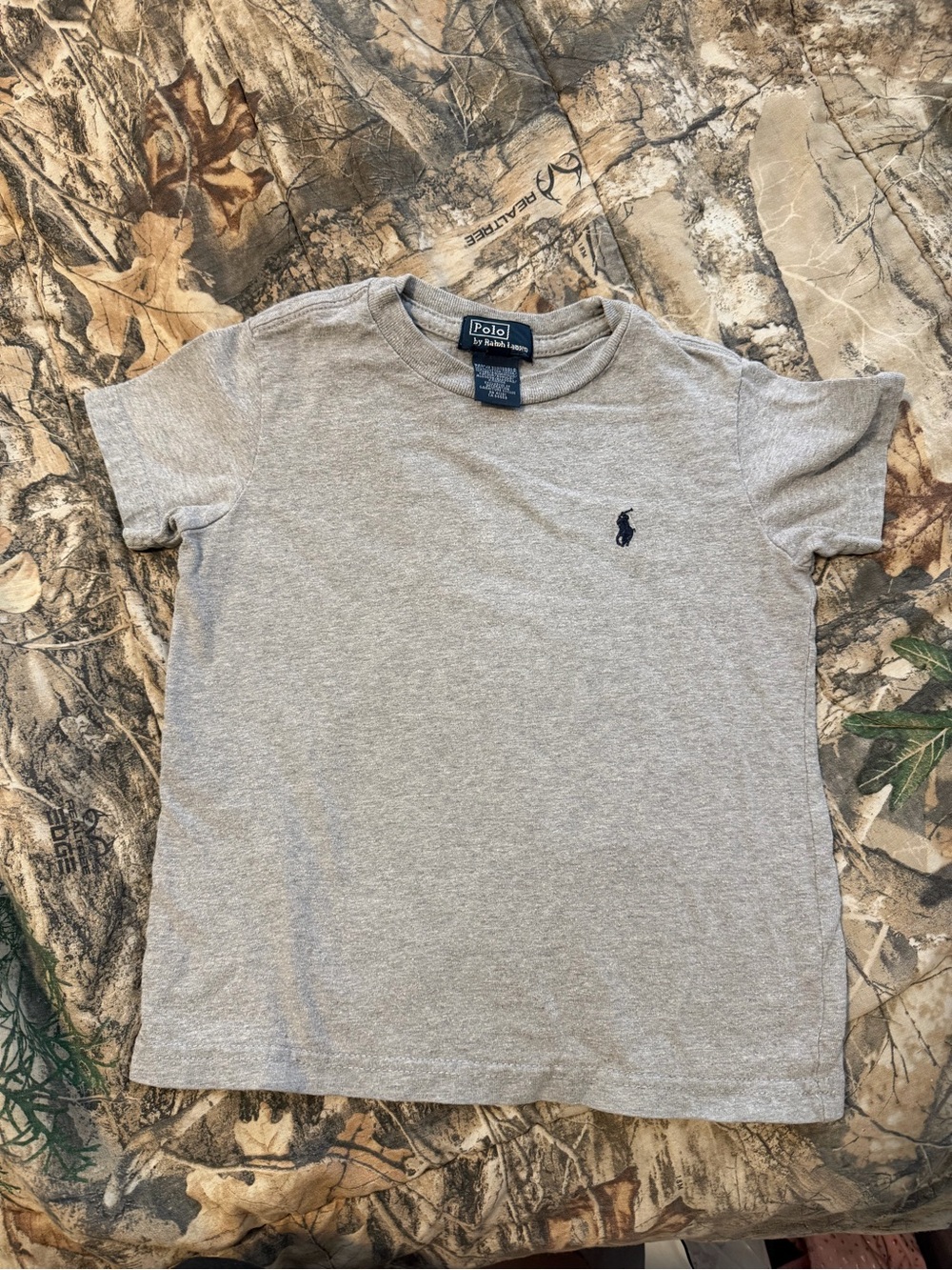 Polo by Ralph Lauren Heather Gray Kids Short Sleeve Tee with Navy Pony